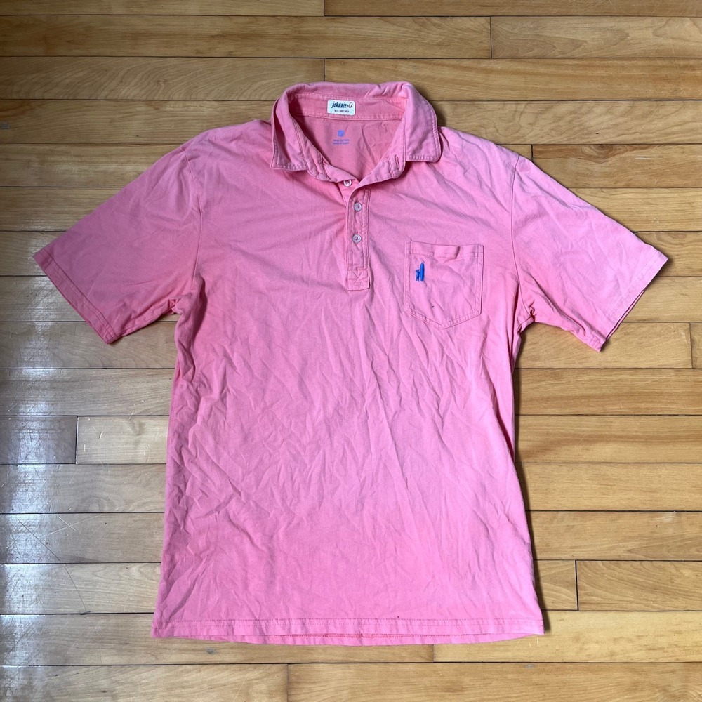 Johnnie-O Mens West Coast Prep Cotton Polo Shirt Pink Short Sleeve Size M Pocket